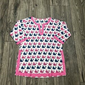 Pink and Blue Whale Print Kids Shirt